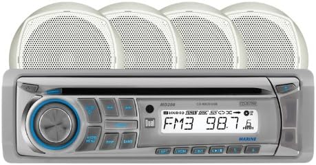 Receptor de CD marítimo AM/FM/MP3/WMA Dual MCP204A com par de alto-falantes de cone duplo de 6,5 polegadas