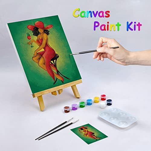 Nuberlico 12x16 Kit de pintura de tela pré -desenhado lona para pintar presente de aniversário Presente elegante de pintura de dama