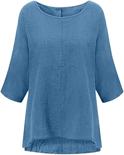 Tampas leves de tamanho plus tampa para mulheres redondas no pescoço 3/4 blusa de manga sólida camisetas de banho soltas lampes