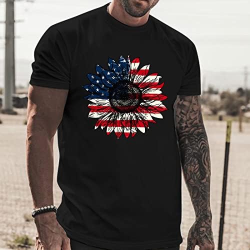 UBST 4 de julho camisetas patrióticas para homens de manga curta FLOR DE FLOR PRIMEIRA DE FLOR CREVELHA TOPS TOPS TOPS CAMINHAS