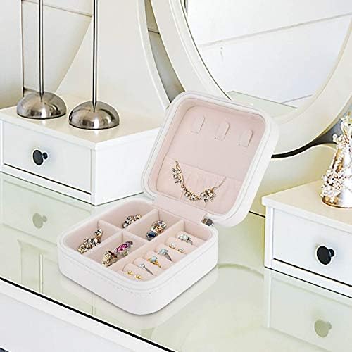 Caixa de jóias pequenas, viagens pequenas organizadoras de armazenamento de exibição portátil para anéis Brincos de