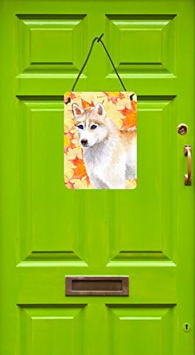 Tesouros de Caroline BB9916DS1216 Siberiana Husky Fall Parede ou estampas penduradas da porta, amarelo, alumínio placa