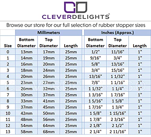 CleverDelights Stoppers de borracha - tamanho 7 - 10 pacote - 30 mm x 37 mm x 25 mm de comprimento - plugue de borracha sólida
