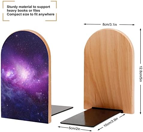Cosmic Nebula Galaxy Livro Impresso End Wood Books 1 Par para prateleiras Stand de livro pesado 5 x 3 polegadas