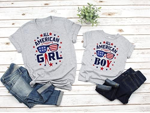 Camisa Merica American Boy and Girl American Shirt 4th Julho Camisa Orgulhosa de ser American Stars and Stripes Shirt