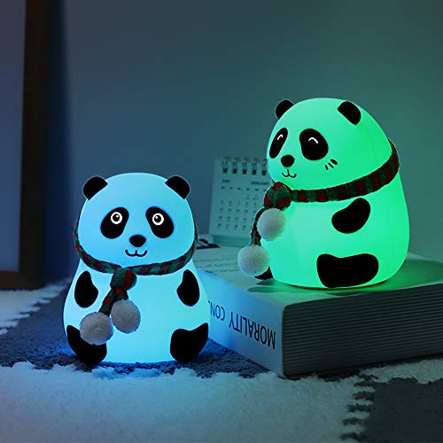 Luz da noite infantil para quarto, panda fofa liderada noturna luminosa berçário de silicone