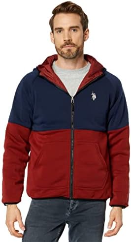 U.S. Polo Assn. Casca poli reversível masculina para o lã de casaco com capuz