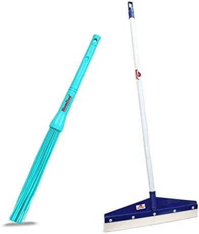 Limpador de limpeza do piso Homfine® e Kharata Platpl Stick Broom Combo Conjunto para limpeza multiuso, varredura de