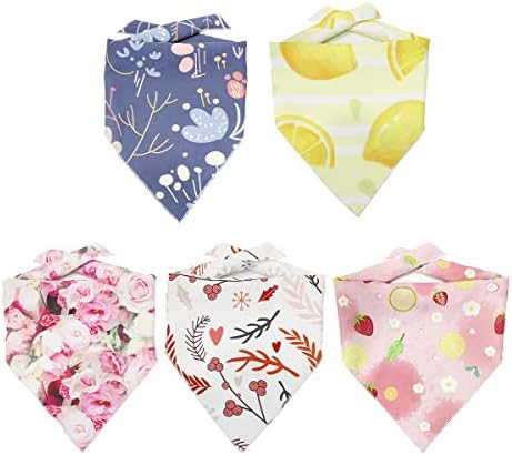 Bandanas de cachorro 5pcs presente de aniversário para cachorro lavável babador lenço de lenço acessórios ajustáveis ​​Flores