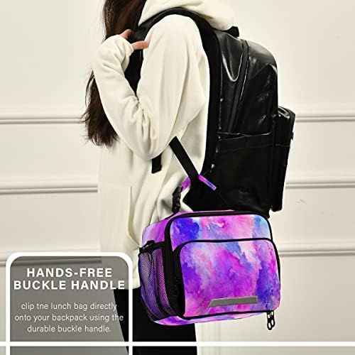 Mnsruu Student Lunch Saco de lanche roxo tie-dye estilo lanchonete isolado lancho