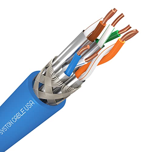 Syston Cable CAT8 Ethernet Cabo bruto em massa 2000mHz 2GHz 40GB 50 pés sólidos de cobre vazio S/FTP individual