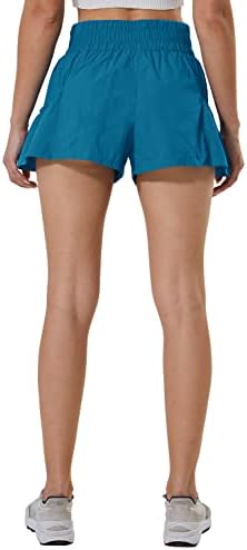 Meivso feminino em execução atlética shorts de cintura alta alta verão de treino seco rápido com bolsos