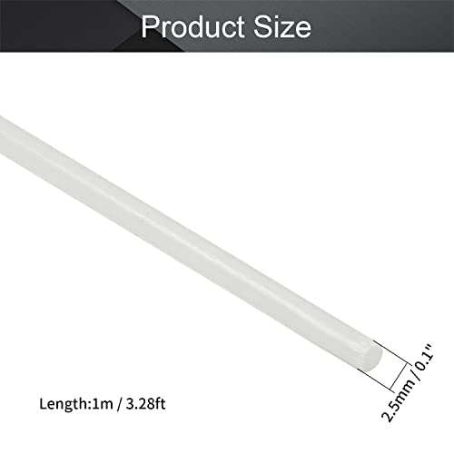 OTHMRO 1PCS Fibra de vidro Plástico barras redondas haste de 2,5 mm diâmetro externo 1m Comprimento de vidro hastes de fibra de