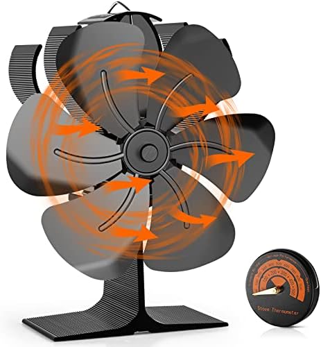 Ventilador de fogão a lenha, 6 lâminas ventilador de lareira movido a calor Eco Termoelétrico Ventilador de log do ventilador para