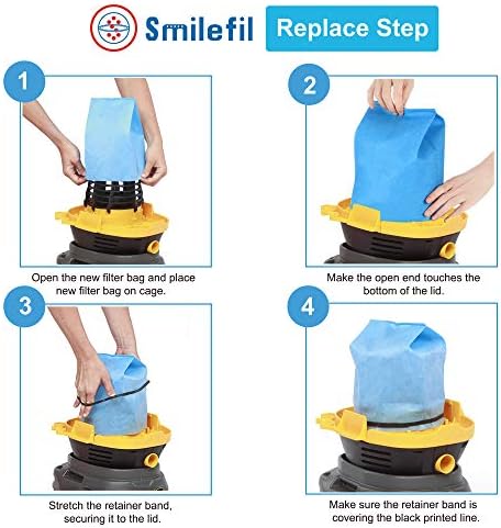 SmileFil 9 Pack Sacos de vácuo seco úmido compatíveis com workshop ws01025f, artesão 9-38737, multifit vf2000, selecione