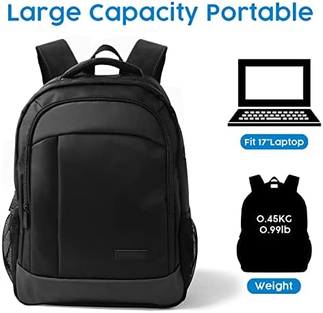 Mochila laptop de viagem Richanvol 17,3 polegadas Backback de computador à prova d'água para Women & Men College School Backbag com compartimento preto