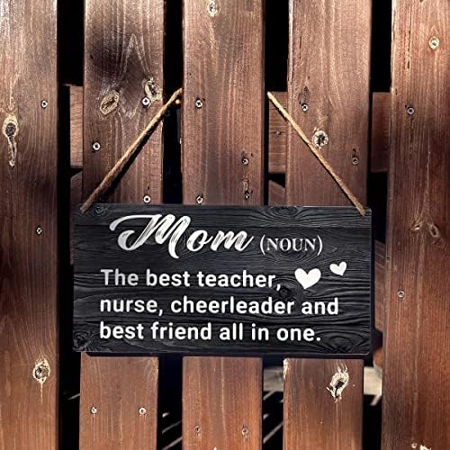 Mamãe Sign Gift Farmhouse Mom A melhor professora enfermeira líder de torcida de madeira pendurada sinal de parede rústica