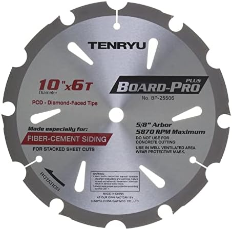 Tenryu BP-25506 Board-Pro Plus Fiber Cement 10 6t Saw Blade