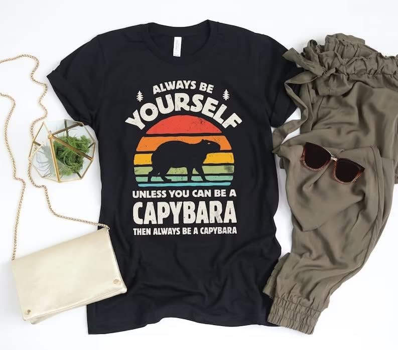 Vintage retro sempre seja você mesmo Capybara Sunset Shirt, Capybara Shirt Gifts for Animal Lover