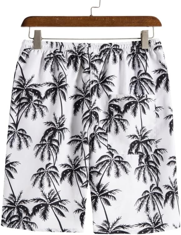 Camisa havaiana masculina Houkai Conjunto de manga curta Button casual Down Short Shorts de praia de 2 peças Terno do resort