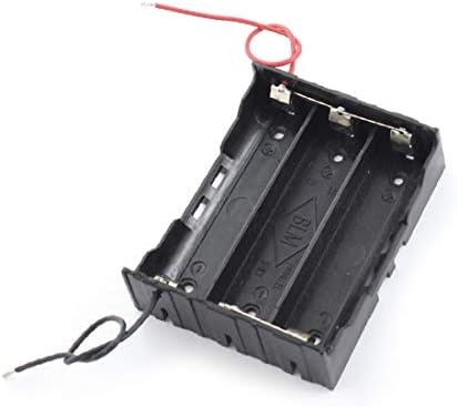 X-dree em plástico preto 3x3.7v 18650 Caixa de armazenamento da caixa de bateria W 4,3 de 2 fios (em Paralle-L preto plástico