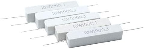 Touhia 10pcs Wirewound Ceramic Resistor 10W 100ωJ Resistor de cimento sem indução