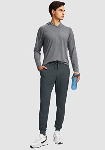 Pudolla masculino de joggers masculinos com 3 bolsos com zíper calças de treino para homens que administram ginástica andando