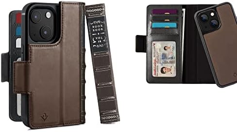 Doze livros sul para iPhone 13 mini | Caixa de carteira de couro 3-em-1 compatível com magsafe com suporte de exibição/concha magnética