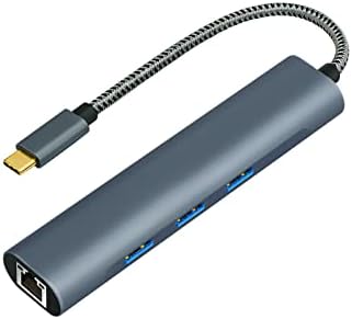 Adaptador USB C para Ethernet, hub 4-em-1 USB C com 3 USB 3.0 e RJ45 para Gigabit Ethernet LAN Adaptador para MacBook