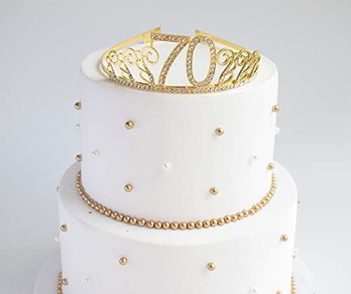 70º aniversário Tiara e faixa de ouro, 70 e fabulosa Coroa de Aniversário de Sash de Cristal e Crystal Rhinestone para