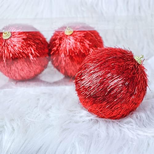Safesio 3pcs Bolas de Natal enfeites para a árvore de Natal de Natal - Decorações de árvore de Natal à prova de quebra para a decoração de festa de casamento de férias vermelha