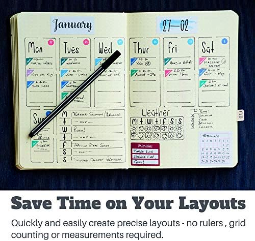 Ultimate Productivity Journal Stencil Conjunto - Suprimentos personalizados para planejadores de diário pontilhados, modelos de bricolage para criar calendários, listas, letras, números, rastreadores de habitantes por sequência ensolarada