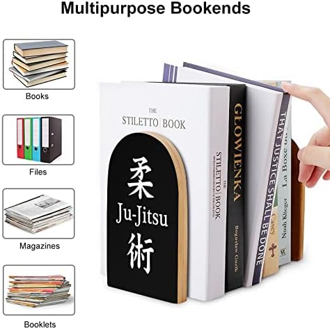 Ju Jitsu Wood Decorativo Livros Livros não esquisitos End para prateleiras 1 par 7 x 5 polegadas