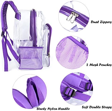 Fomaris Purple Clear Backpack Clear Bookbag