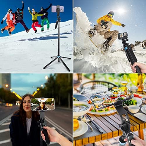 Eocean 71 Tripé de selfie altura quadrépod com alça de equilíbrio remoto e de vídeo, alumínio de alumínio Extendível para celular