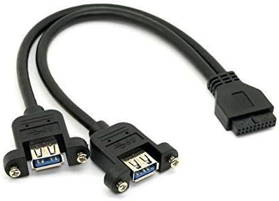 Chenyang USB 3.0 portas duplas um tipo de montagem de parafuso fêmea para a placa -mãe Cabo de cabeçalho de 20 pinos preto