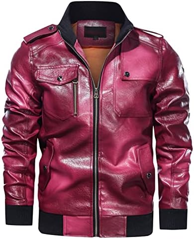 Homens vintage casaco de couro faux pun up stand colar de bombardeiro retrô de jaquetas leves leves fit windbreaker