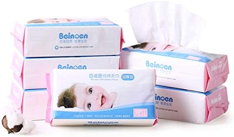 Baby Soft Wipes Toalha de algodão Facial Face Tissues Molhado e seco, 60 tecidos por caixa plana, 2 pacote, cada tecido 7,9 x7.9