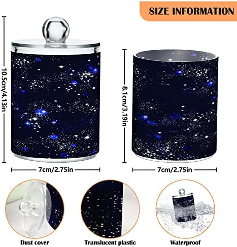 Alaza 4 Pack QTIP Dispensador Blue Space Galaxy Constelação de banheiros Latas organizadoras de banheiro para bolas de algodão/swabs/almofadas/fio