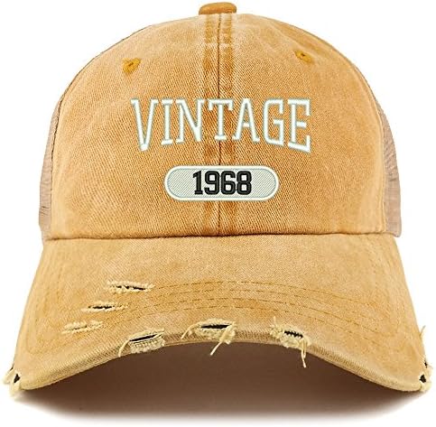 Trendy Apparel Shop Vintage 1968 51º Aniversário Bordado Bordado Mesh Trucker Back Cap