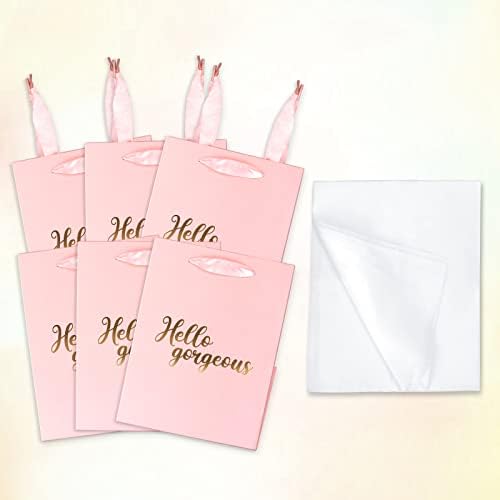 Jiashuyeye 11 Bolsa de presente rosa com papel de seda para aniversário, casamento, chuveiro de noiva, qualquer ocasião - 6 pacote