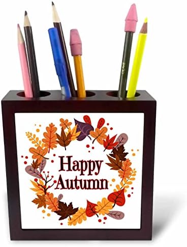 3drosrose folhas de outono grinaldas festivas outono feliz - portadores de caneta de telha