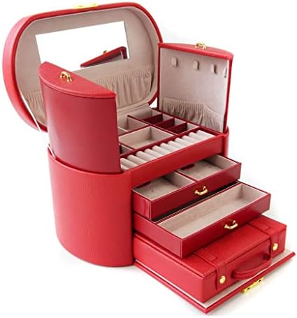 N/A Caixa de armazenamento Caixa de jóias de casamento de couro com anel de colar de bolsa de viagem de trava