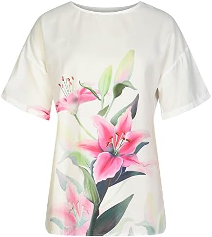 Blusas feminino pintura de tinta de manga curta de girassol lavanda de flor de lavanda floral hula blusas tees femininas