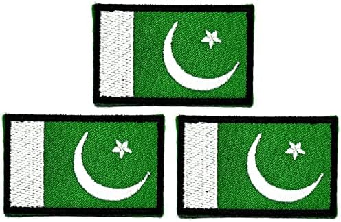 Kleenplus 3pcs. 1,2x2 polegada. Mini bandeira do Paquistão patches nacionais bandeira nacional country tático militar bordado