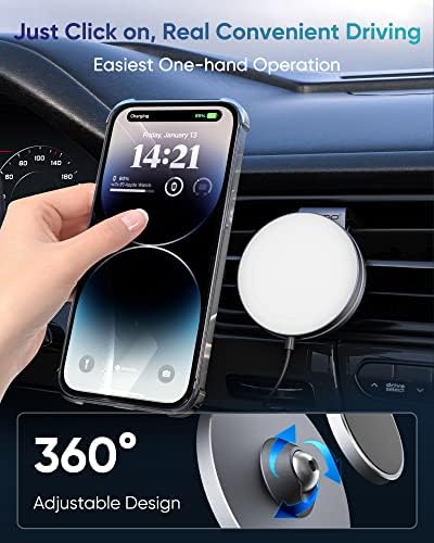 DOQO separado iPhone MagSafe Mount [Apple MFI Certified] Portador de telefone magnético para carro [instalação facilmente] 15W Charging Air Vent para iPhone 14 13 12 Pro Plus Max Mini Magsafe Caso