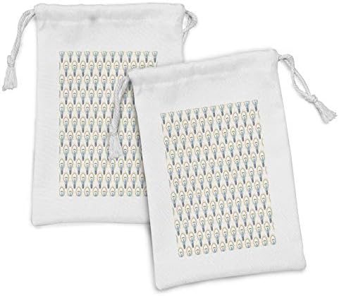 Conjunto de bolsas de tecido moderno de Ambesonne de 2, desenhos de lâmpadas elétricas contínuas, padrão moderno, saco de cordão
