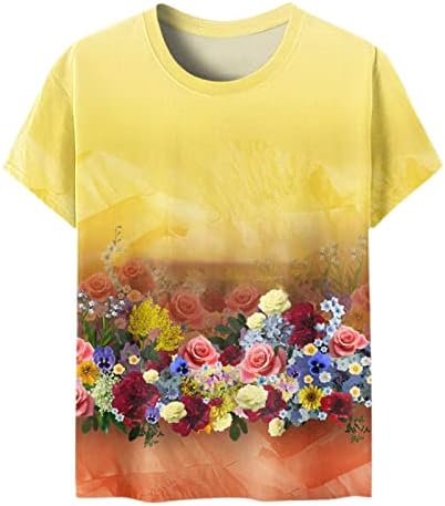 Tops de encaixe solto de estampa floral peony para meninas adolescentes no outono de verão de manga curta de pista curta Tops casuais tshirts women 2023