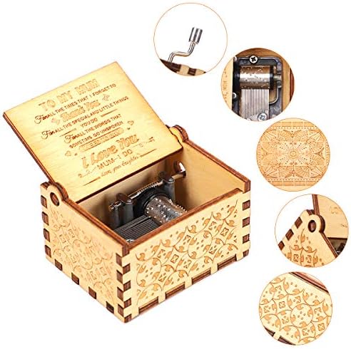 Sibosun Music Box Hand Crank Graved Musical Box- U R My Sunshine Mecanism Antique Vintage Presente Personalizável Para