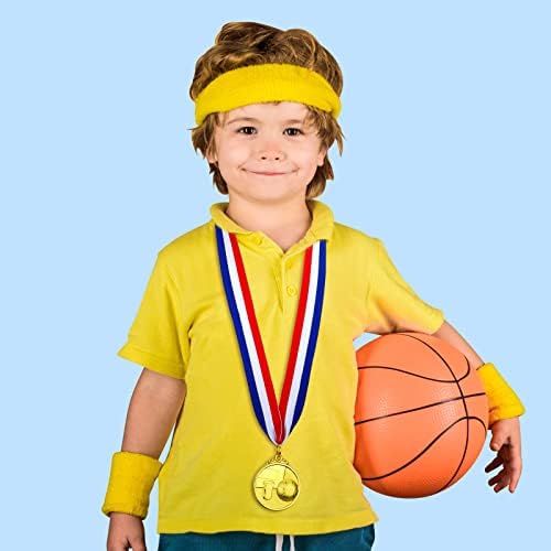 Sosation 36 Medalhas de basquete Pack Troféu de basquete em massa para crianças Gold Gold Winning Metal Awards com Ribbon Olympy